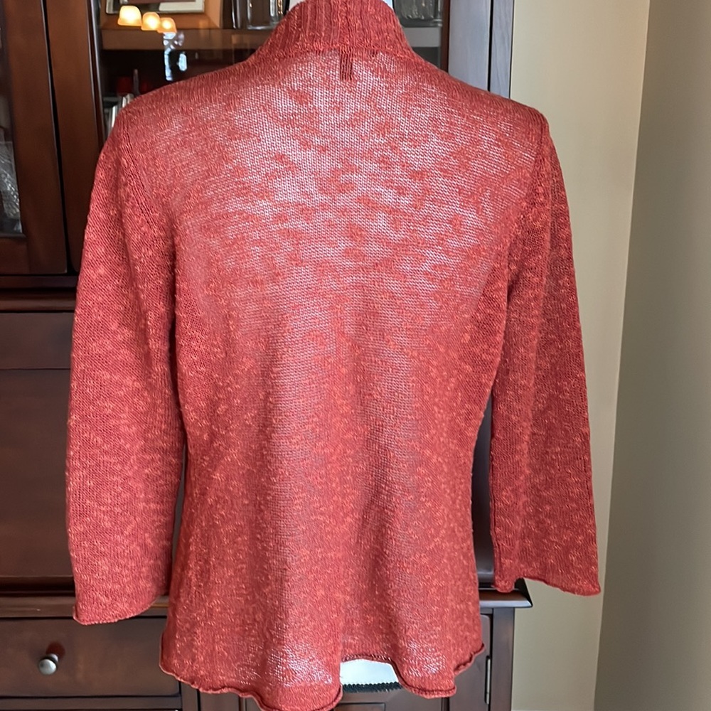 Eileen Fisher Burnt Rust Open Front Cardigan Xs - image 5